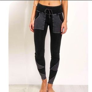 Free People Kyoto High-Rise Ankle Leggings/joggers-“Acid wash grey/black”